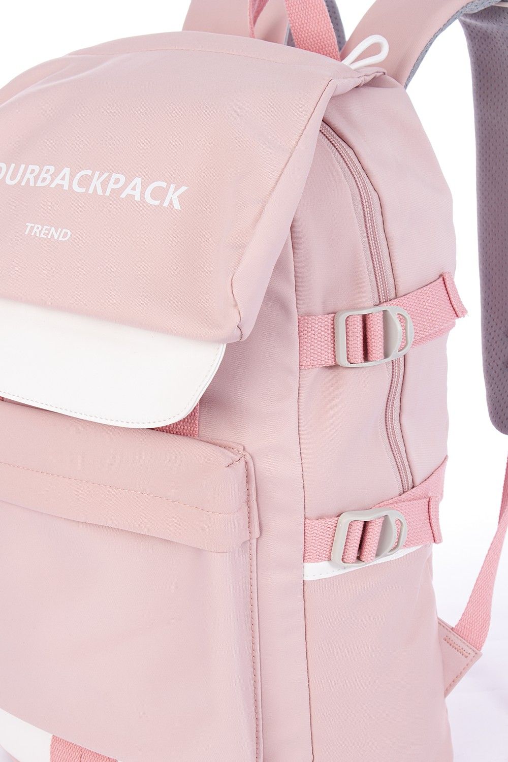 Рюкзак женский розовый, однотонный, городской, с широкими лямками, 21л.
