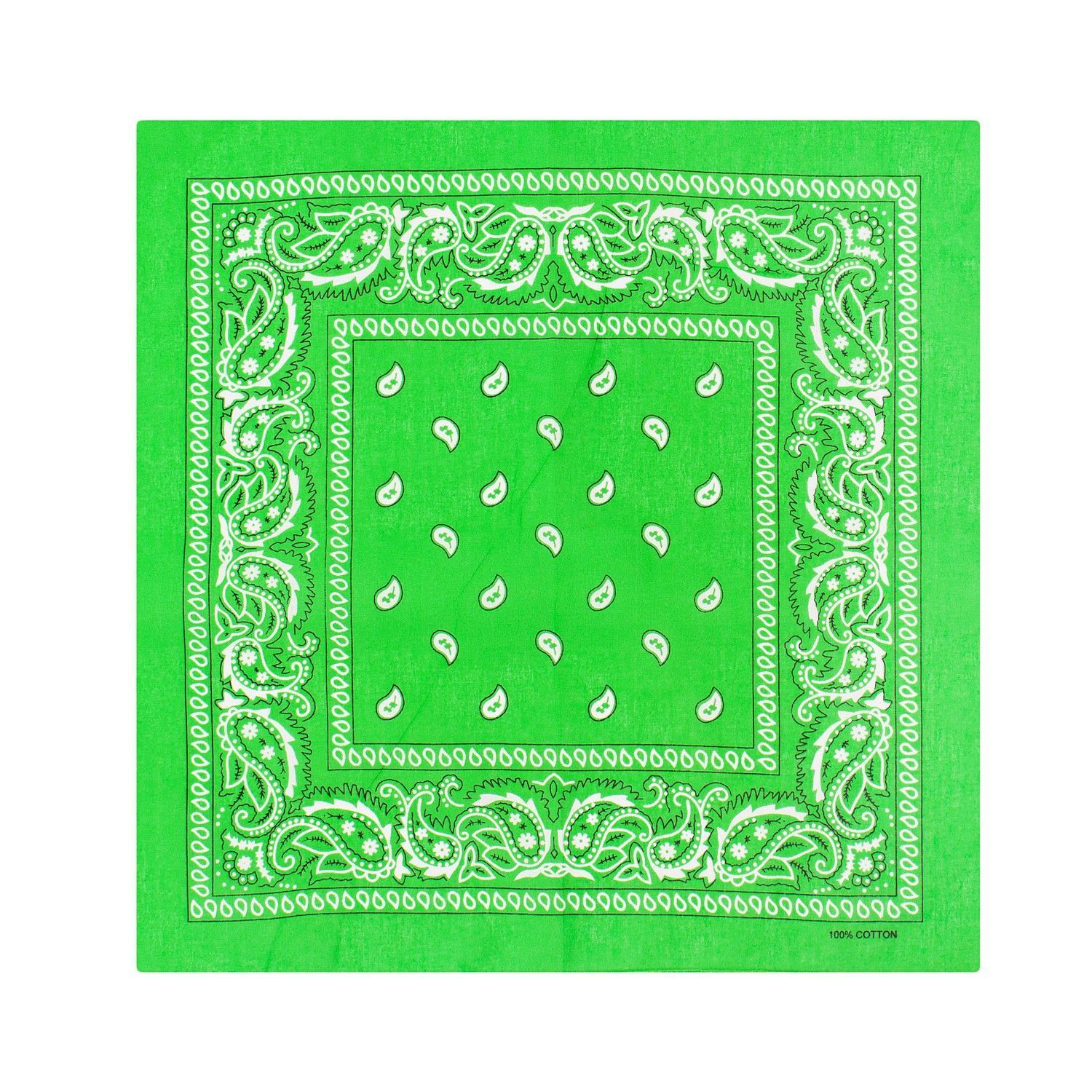 Платок-бандана с завитками MAGROM, зеленая, 55 х 55 см, из хлопка
