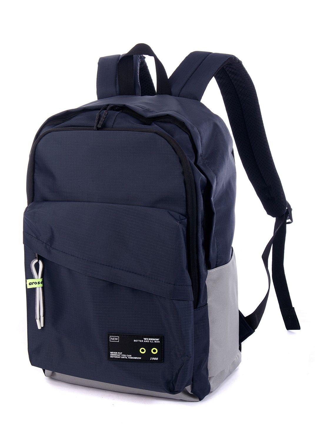 Рюкзак мужской темно-синий, однотонный, городской, с широкими лямками, 20л.