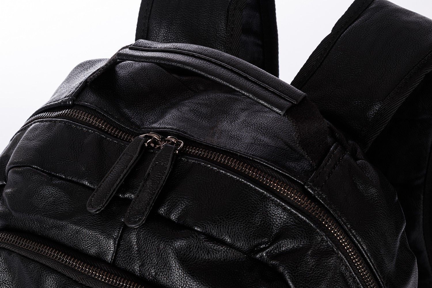 Рюкзак женский городской из искусственной кожи, черный, с широкими лямками, объем 26л
