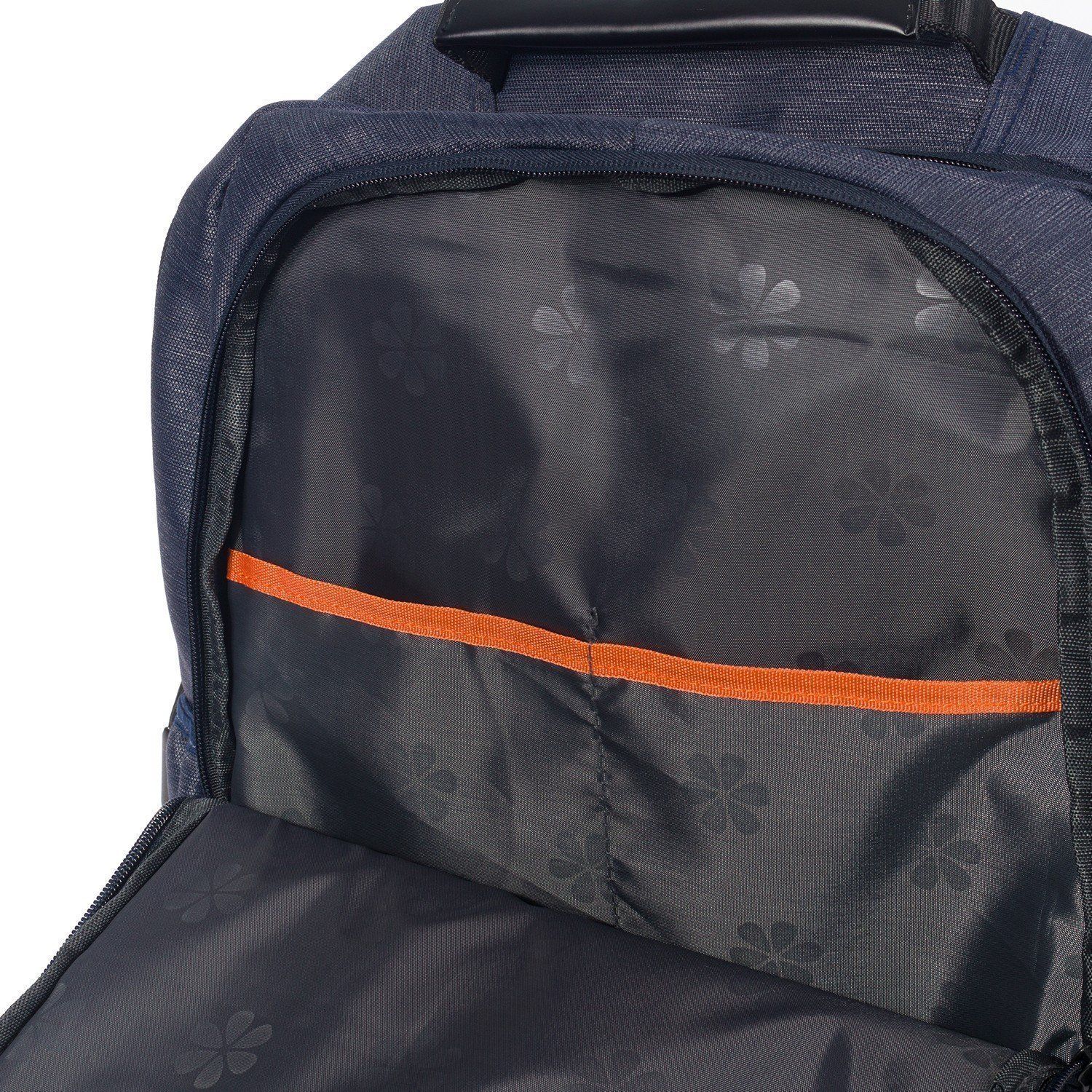 Рюкзак мужской городской, темно-синий однотонный, с широкими лямками, с USB и чехлом от дождя, объем