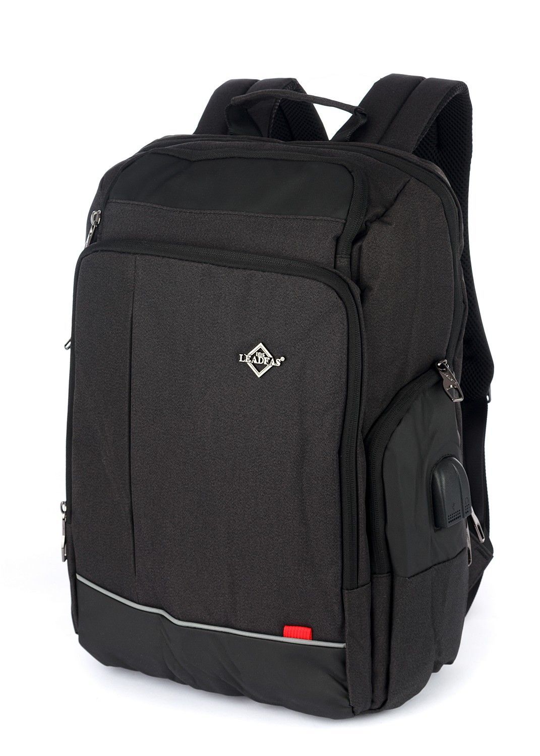 Рюкзак мужской городской, черный, для ноутбука, с USB портом, объем 18л