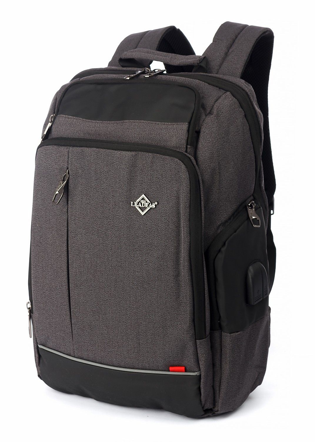 Рюкзак мужской городской, темно-серый, для ноутбука, с USB портом, объем 18л