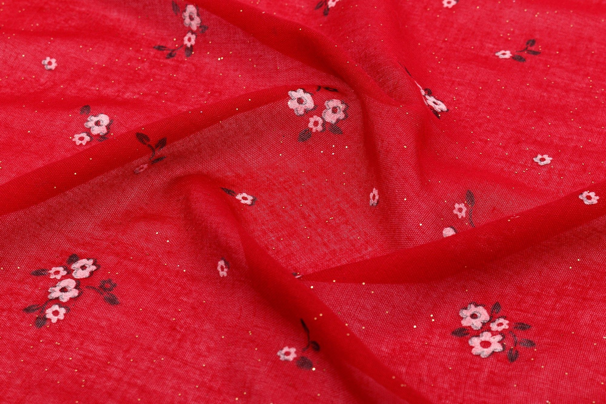 Платок шейный однотонный с цветами, MAGROM, бордовый, 70 х 70 см, из хлопка