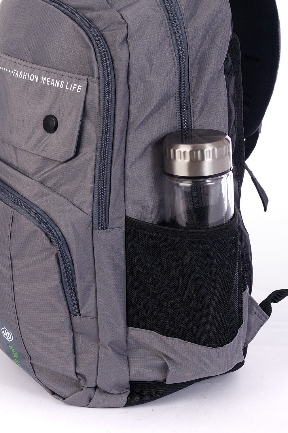 Рюкзак мужской городской, светло-серый однотонный, с широкими лямками, 21л