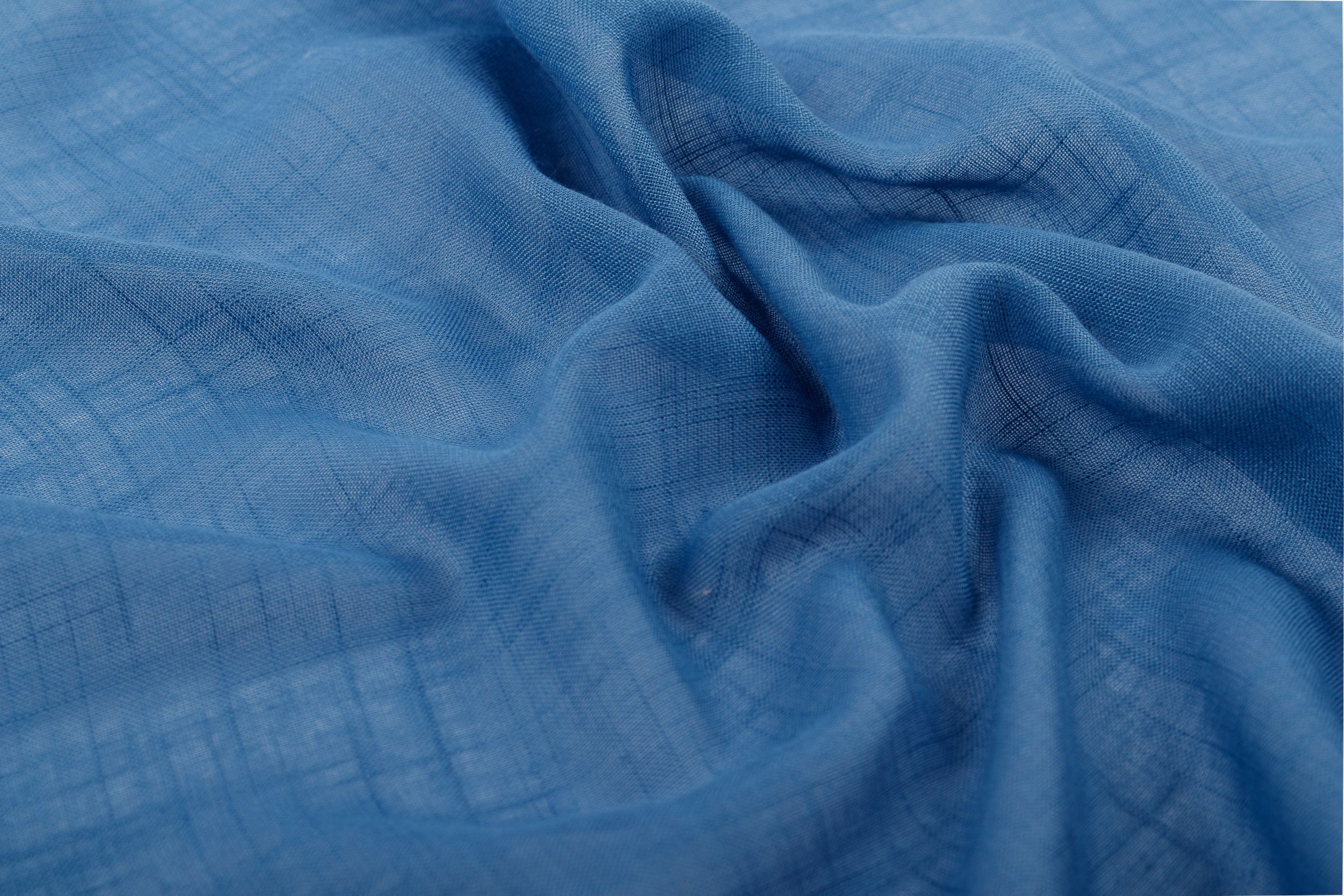 Платок турецкий на голову, однотонный MAGROM, синий, 97 х 97 см, из 100% льна