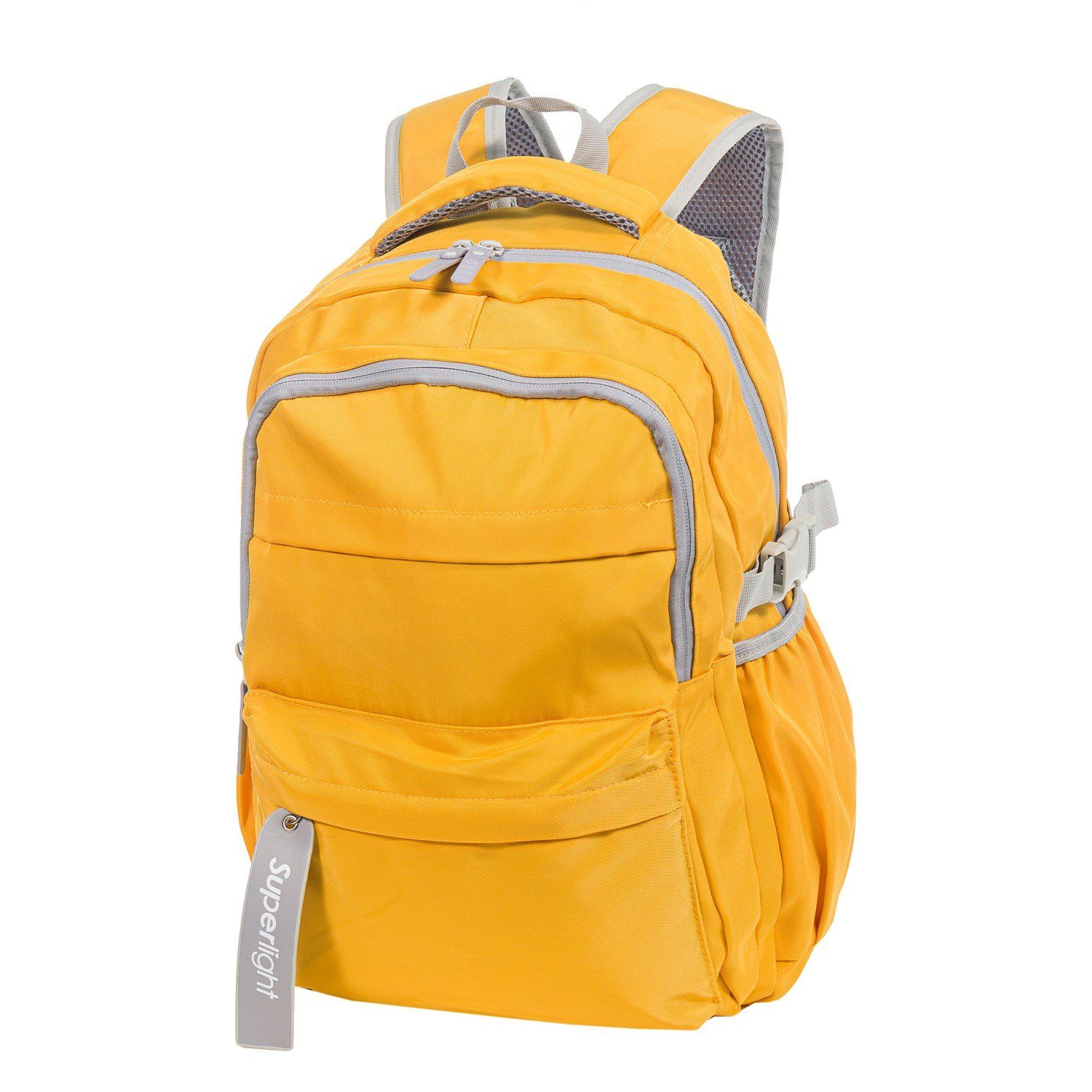 Рюкзак женский городской, желтый однотонный, с широкими анатомическими лямками, объем 11 л