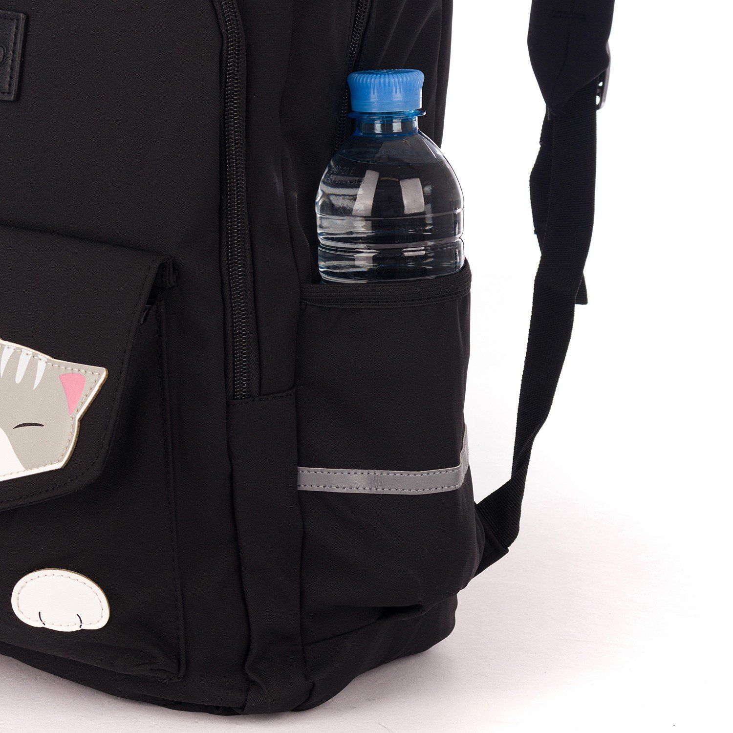 Рюкзак мужской городской, черный, с котами, с USB и чехлом от дождя, объем 37 л