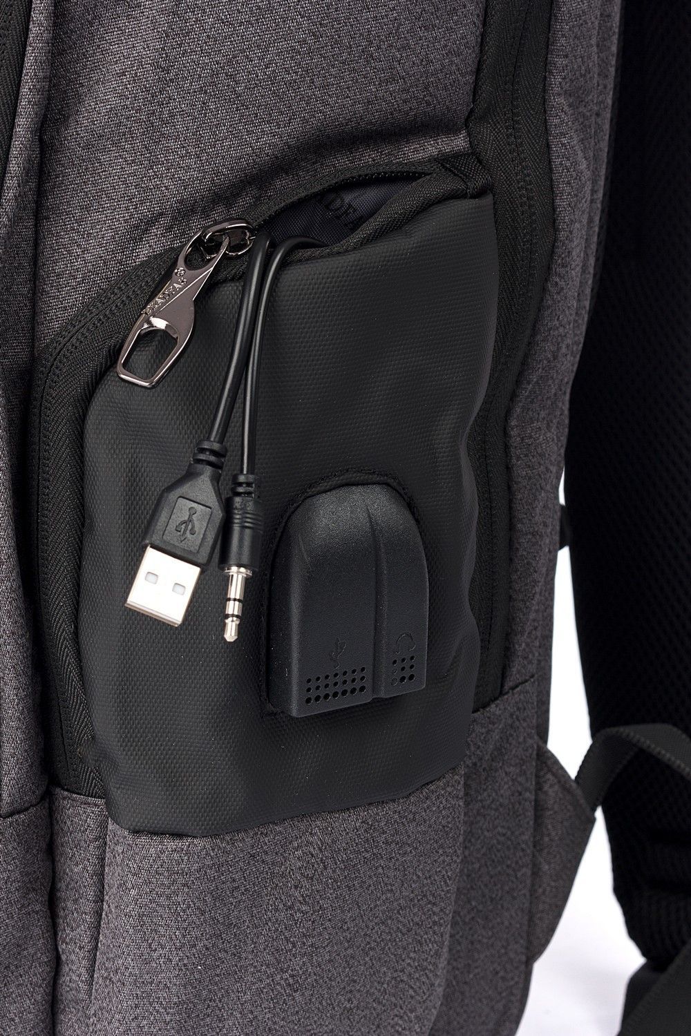 Рюкзак мужской городской, темно-серый, для ноутбука, с USB портом, объем 18л