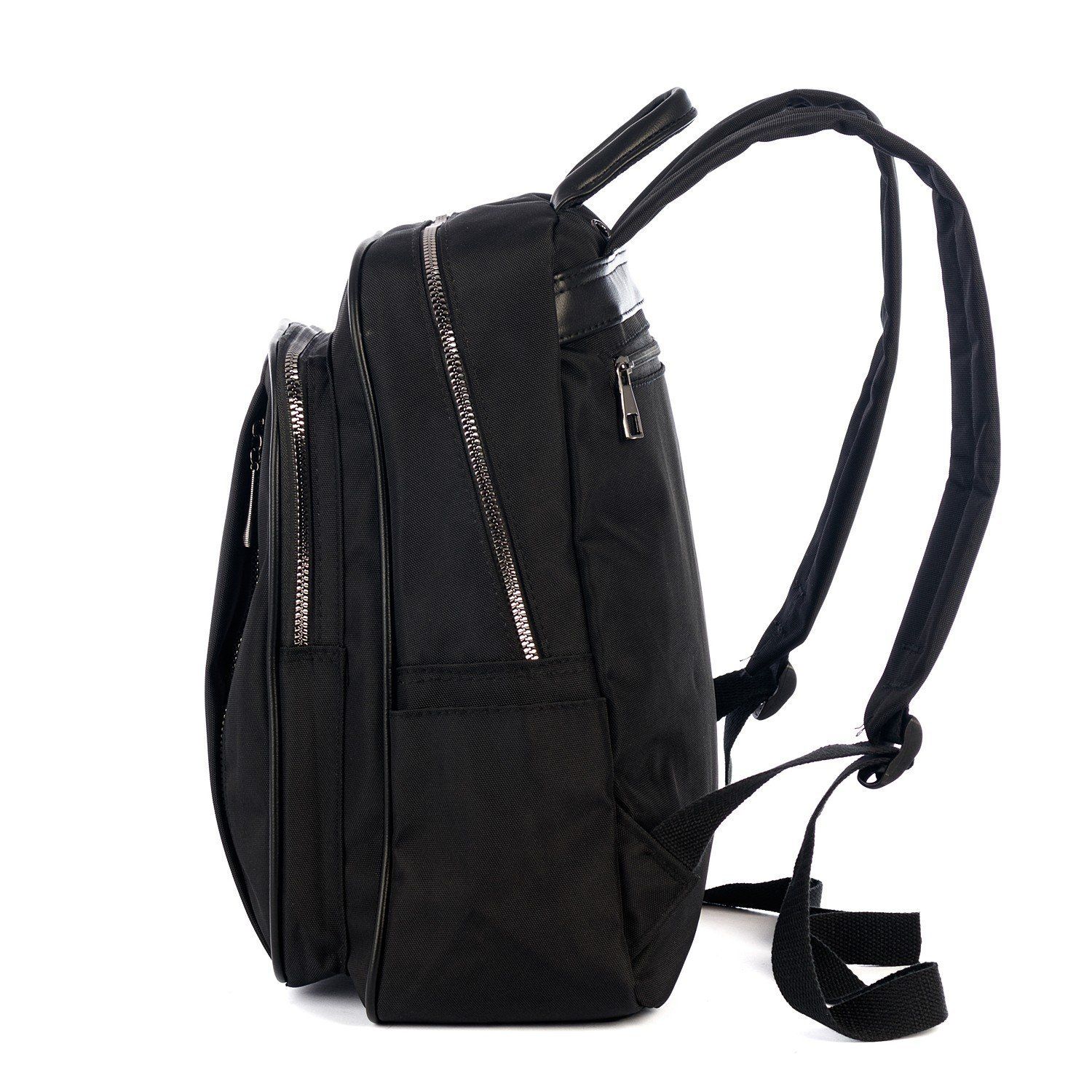 Рюкзак женский / мужской городской, черный однотонный, с узкими лямками и USB, объем 20 л