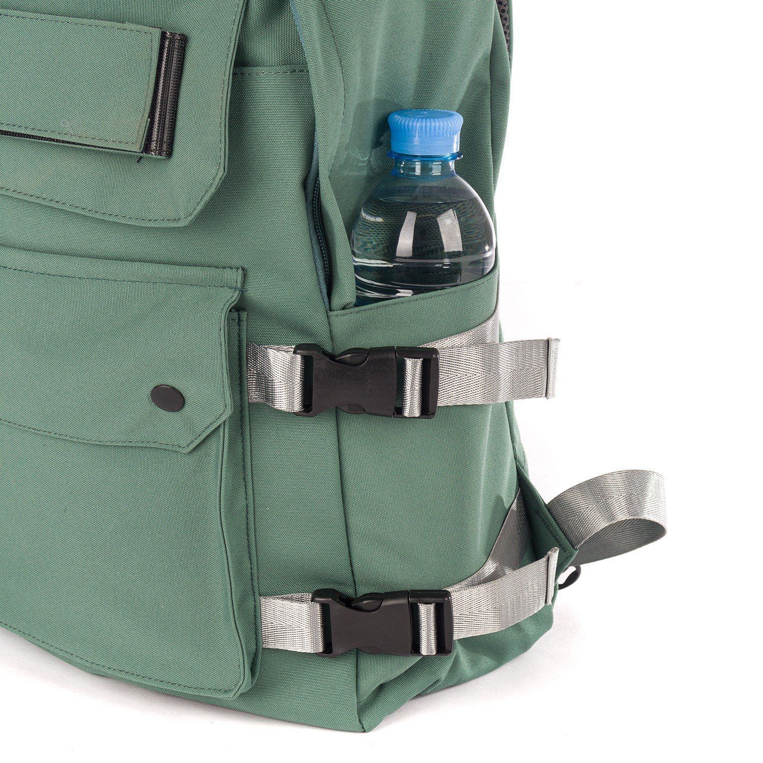 Рюкзак женский городской, зеленый однотонный, с USB и чехлом от дождя, объем 10 л