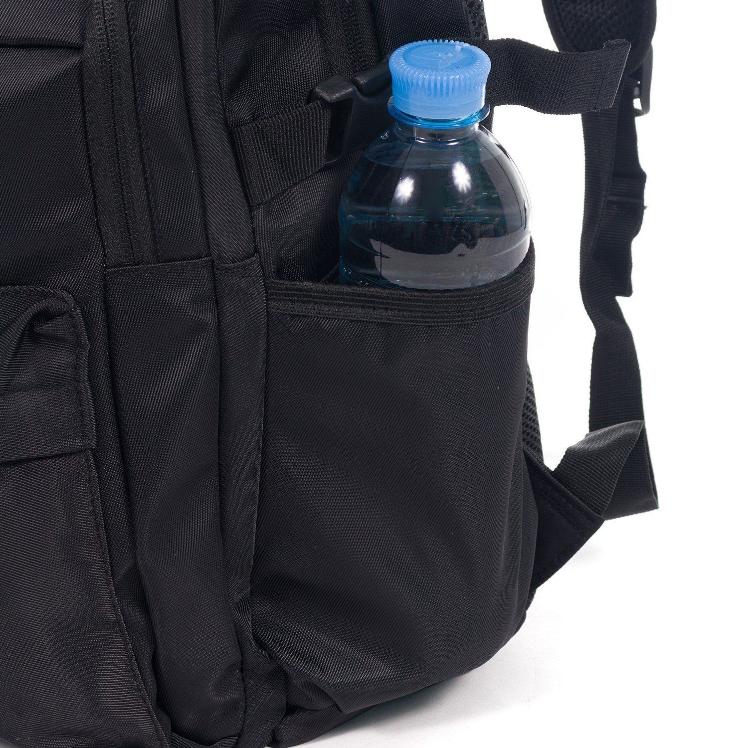 Рюкзак женский городской, черный однотонный, с широкими анатомическими лямками, объем 11 л