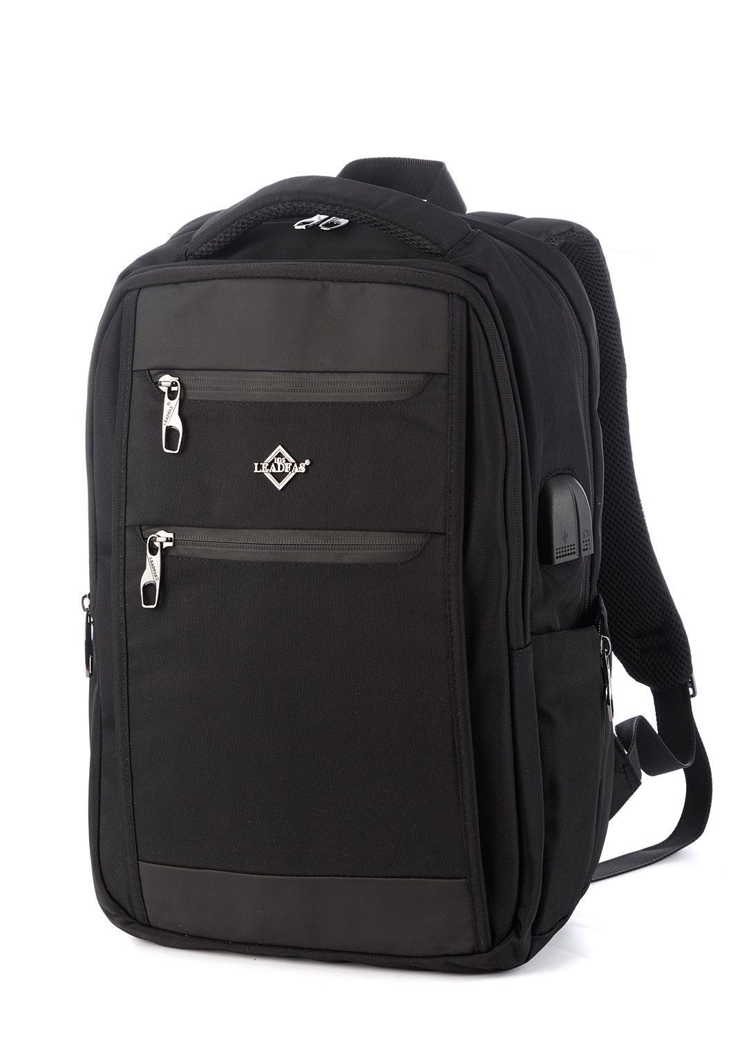 Рюкзак мужской городской, черный, для ноутбука, с USB портом, объем 17л